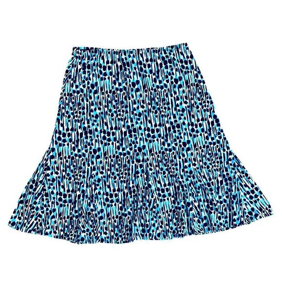 Laura Ashley Womens A-Line Flared Turquoise Black Contemporary Skirt Size Large - Picture 2 of 8